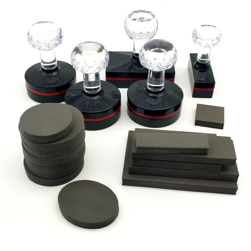 Crystal Handle Round Self-Inking Rubber Stamp