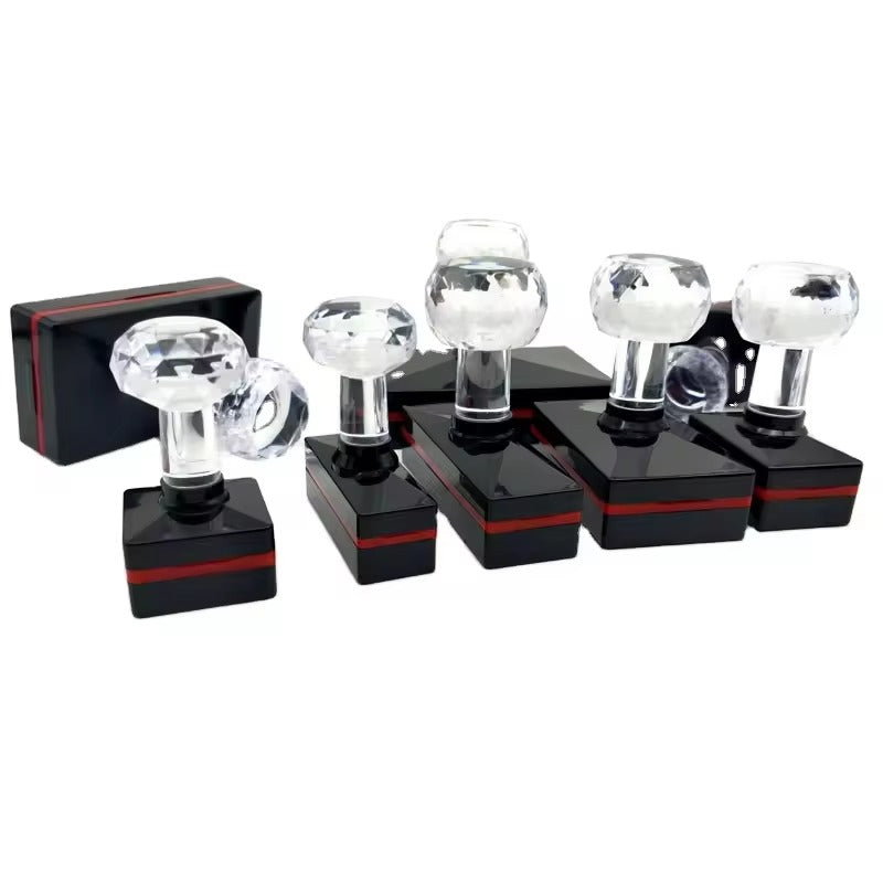 Crystal Handle Round Self-Inking Rubber Stamp