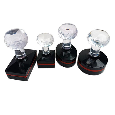 Crystal Handle Round Self-Inking Rubber Stamp