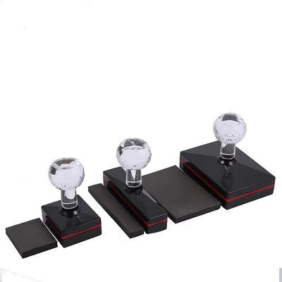Crystal Handle Round Self-Inking Rubber Stamp